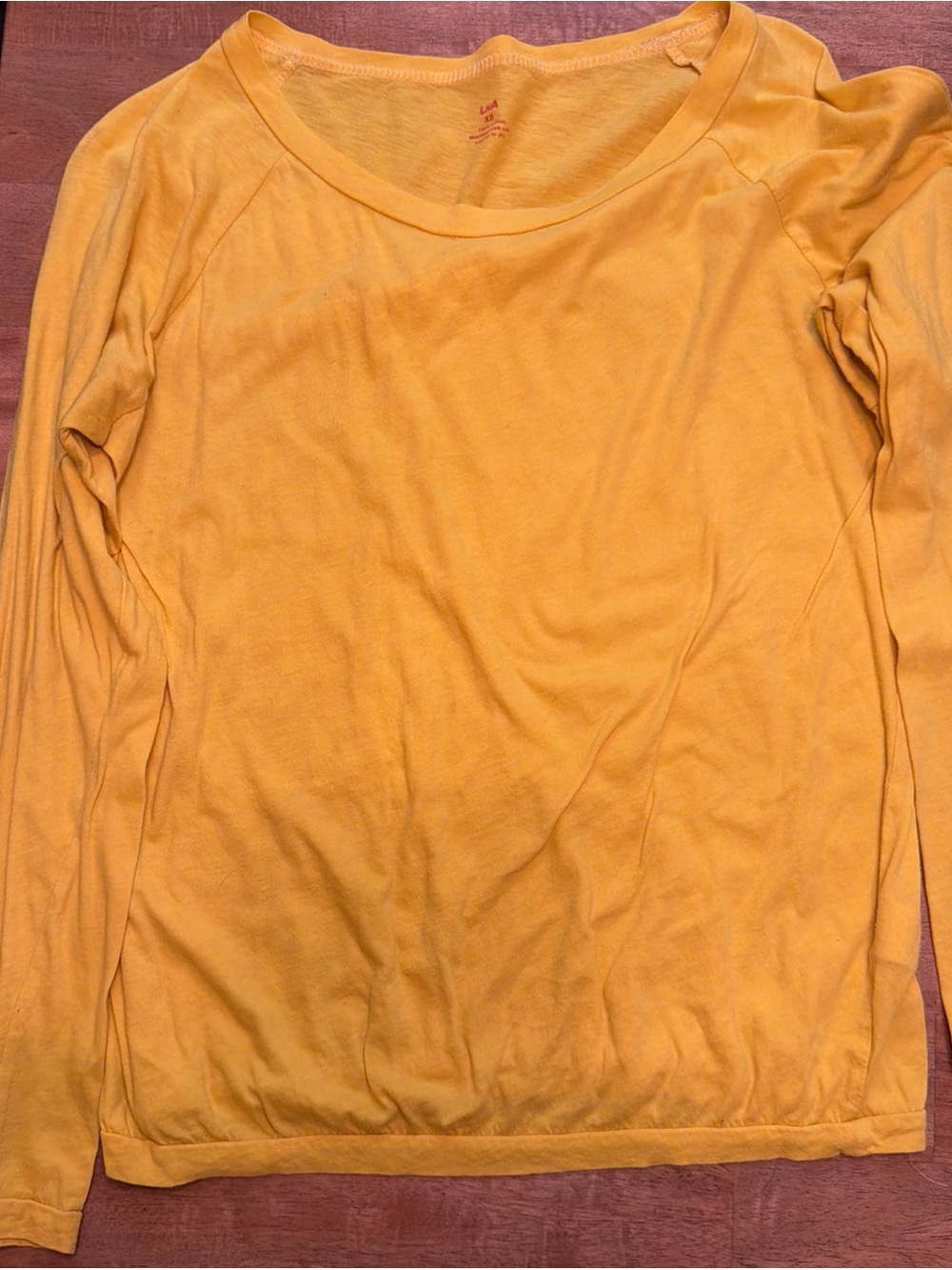 LNA Women's Scoop Neck Long Sleeve Top in Mustard